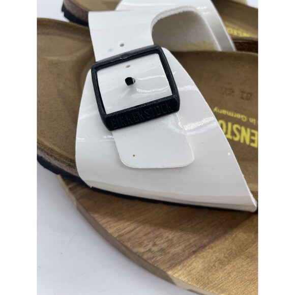 Birkenstock Madrid Sandals Womens 9 White Patent Leather Slide Made Germany - Picture 6 of 10